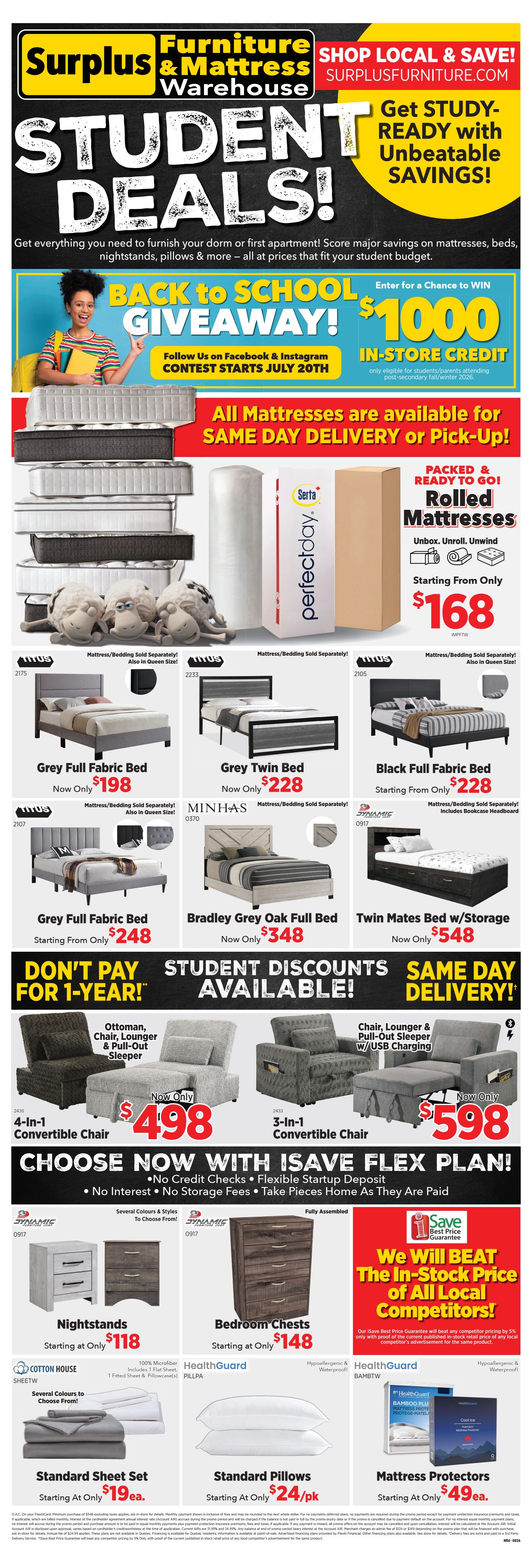 Surplus Furniture & Mattress Warehouse (NFLD) Flyer July 20 to August 16