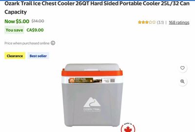 Walmart: Ozark Trail Ice Chest Cooler 26QT Hard Sided Portable Cooler-$5 (Was$14)
