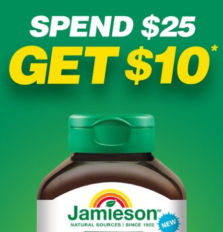 Spend $25 on Jamieson products and get $10 back Spend $25 on Jamieson products and get $10 back