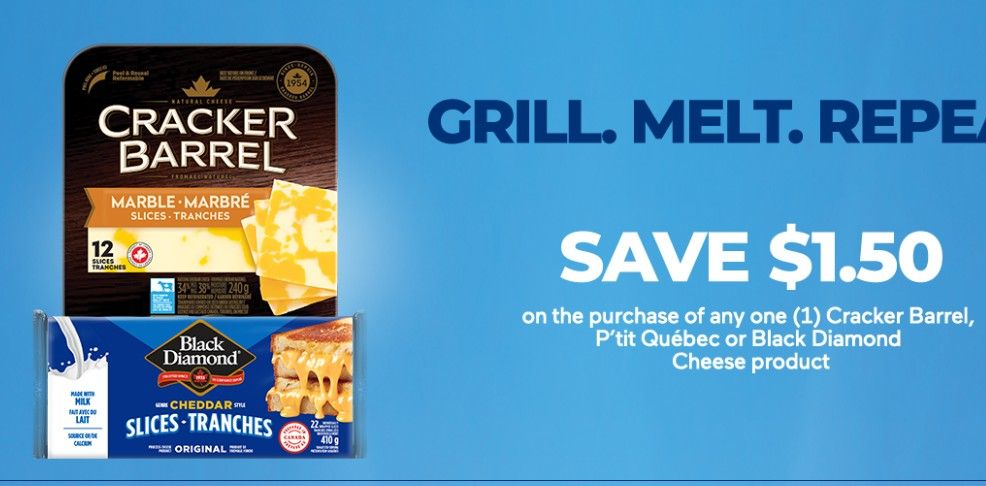 Save $1.50 on any Cracker Barrel, P'tit Quebec or Black Diamond cheese product Save $1.50 on any Cracker Barrel, P'tit Quebec or Black Diamond cheese product