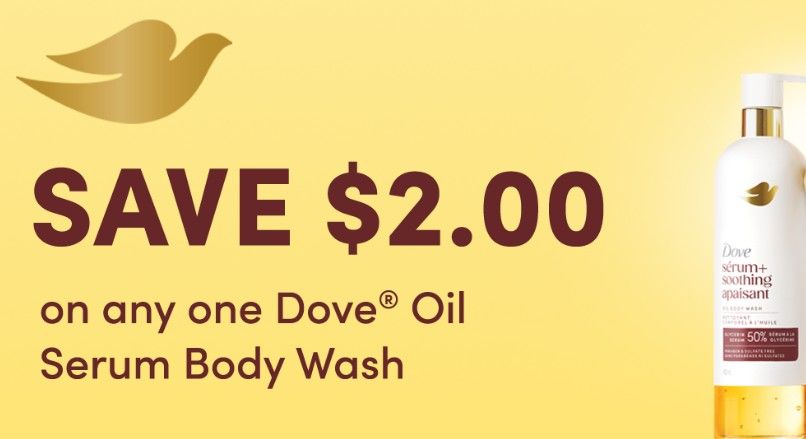 Save $2 on Dove Oil Serum Bodywash