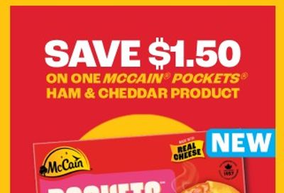 Save $1.50 on Mc Cain Pockets ham & cheddar