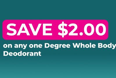 Save $2 on Degree whole body deodorant