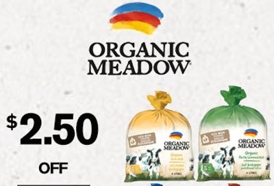Save $2.50 on Organic Meadow 4 Lt milk bag
