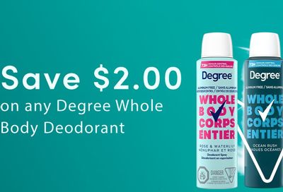 Save $2 on Degree whole body deodorant