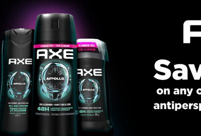 Save $1.50 on Axe deodorant, antiperspirant, body wash