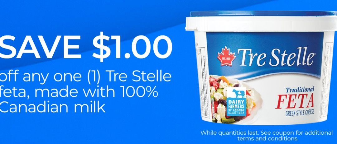 Save $1 on Tre Stelle feta cheese Save $1 on Tre Stelle feta cheese