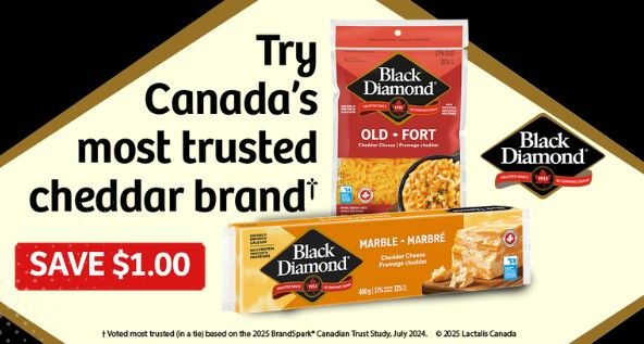 Save $1 on Black Diamond cheddar cheese Save $1 on Black Diamond cheddar cheese