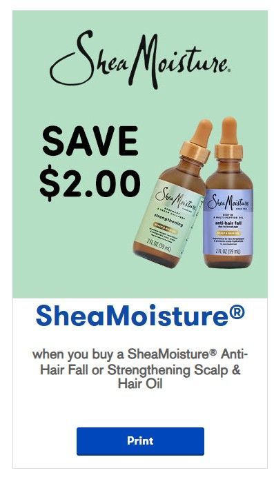Save $2 when you buy a SheaMoisture Anti-Hair Fall or Strengthening Scalp & Hair Oil Save $2 when you buy a SheaMoisture Anti-Hair Fall or Strengthening Scalp & Hair Oil