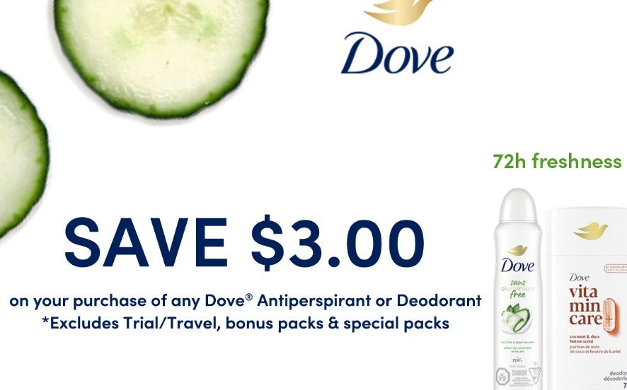 Save $3 on Dove antiperspirant or deodorant