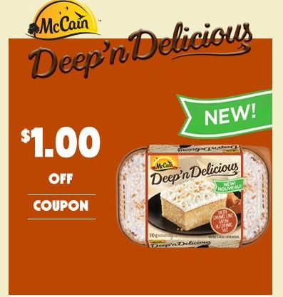 Save $1 on McCain Deep'n Delicious cake, 510 g Save $1 on McCain Deep'n Delicious cake, 510 g