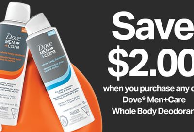 Save $2 on Dove Men+Care whole body deodorant