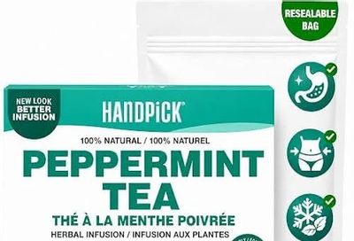 Amazon.ca: HANDPICK Peppermint Tea Bags (100 Herbal Tea Bags) $10.54 w/ S&S