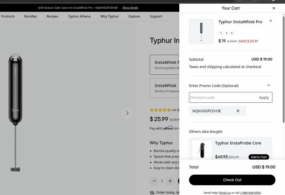 Typhur / Amazon: InstaWhisk Pro Rechargable Frother - $19USD + FS + 7% Rakouten Typhur / Amazon: InstaWhisk Pro Rechargable Frother - $19USD + FS + 7% Rakouten