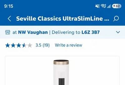 Costco: $29.99 - Seville Classics UltraSlimLine 96.01 cm (37.8 in.) Oscillating Tower Fan with Remote and LED Base Light