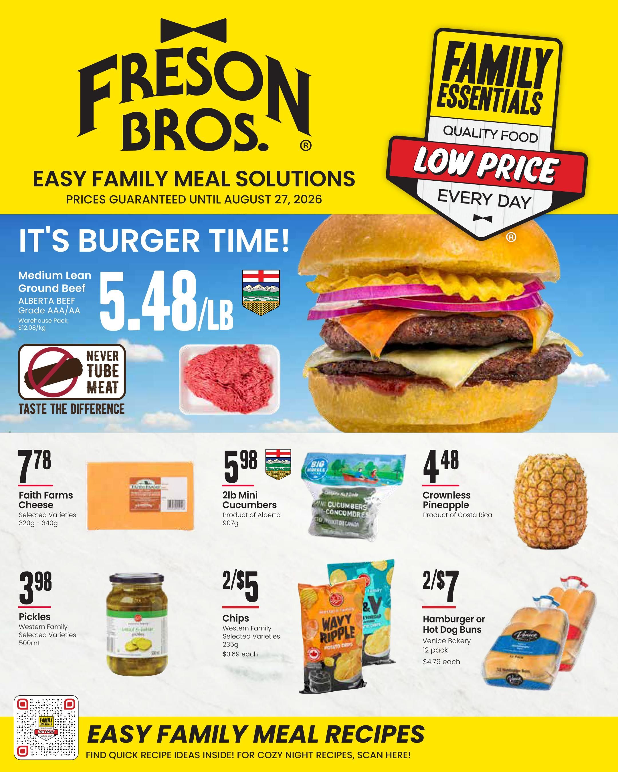 Freson Bros. Family Essentials Flyer July 31 to August 27