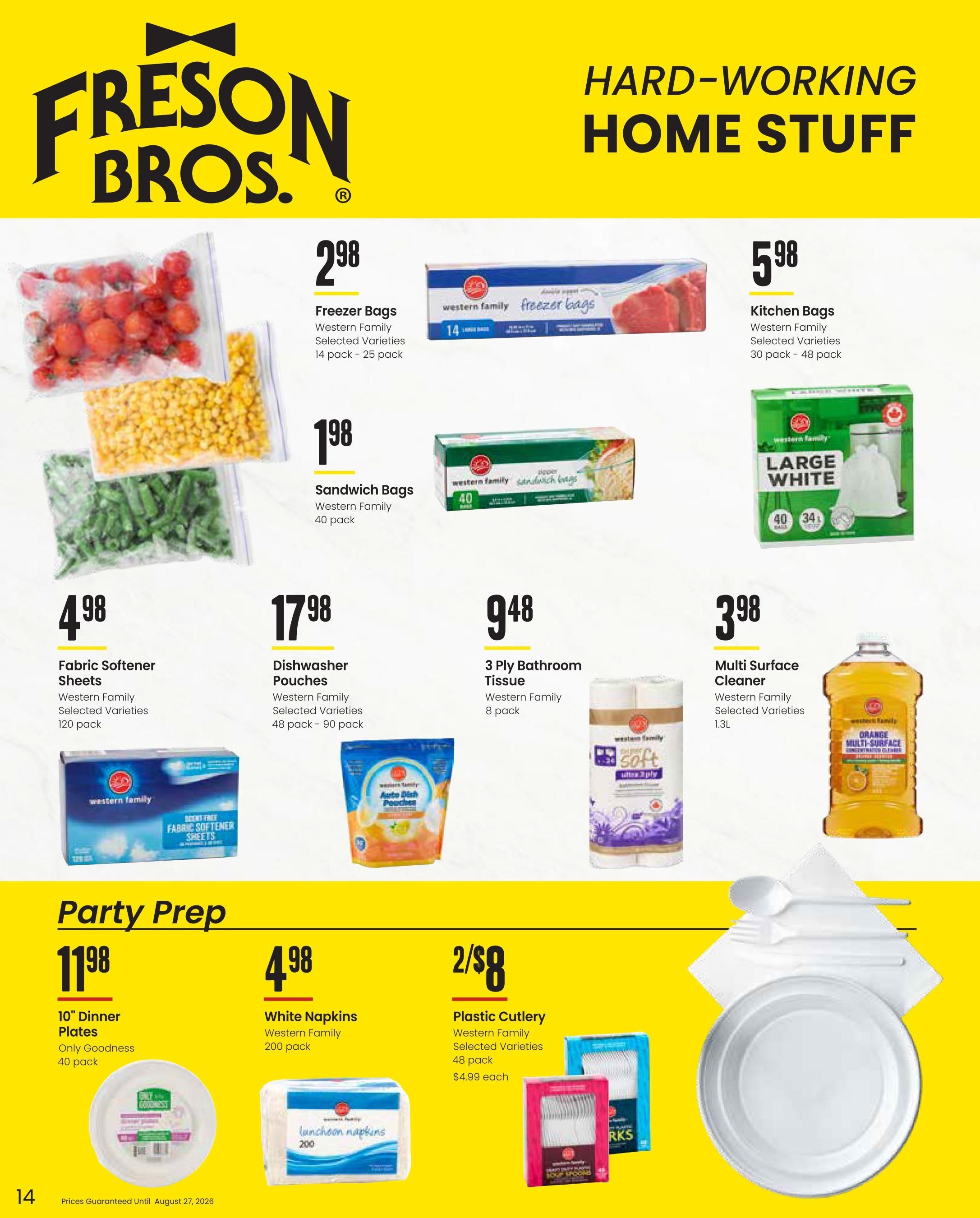 Freson Bros. Family Essentials Flyer July 31 to August 27