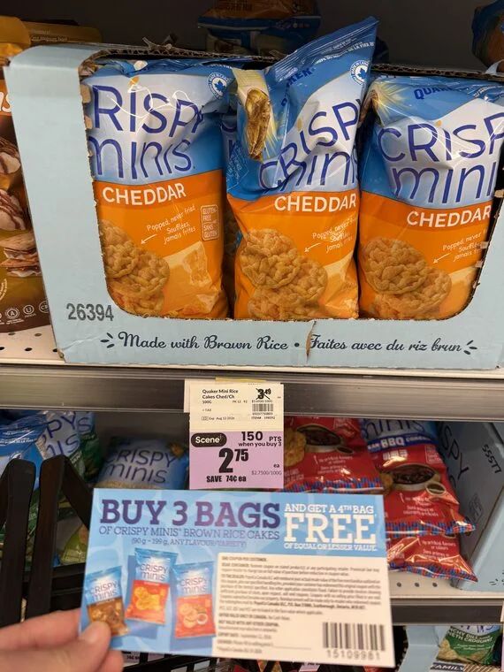Fresh Co: Quaker Crispy Minis Brown Rice Cakes 4 for $6.75 / $1.69 each effective with Scene+ Fresh Co: Quaker Crispy Minis Brown Rice Cakes 4 for $6.75 / $1.69 each effective with Scene+