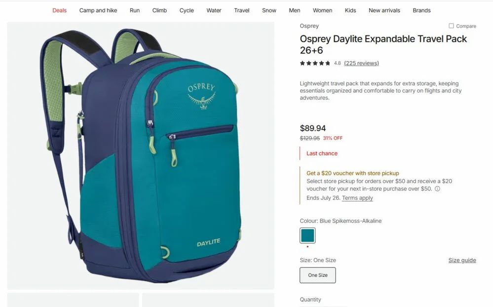 MEC: Osprey Daylite Expandable Travel Pack 26+6 - $89.94, $69.94 with store credit MEC: Osprey Daylite Expandable Travel Pack 26+6 - $89.94, $69.94 with store credit