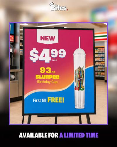 7-Eleven: 60th Slurpee 93 oz cup @ $4.99 (first fill included) & refills @ $2.50