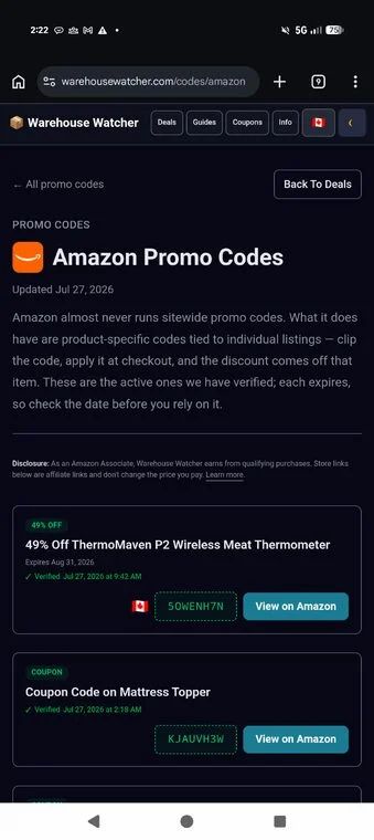 Amazon.ca: Thermomaven Dual Probe Wifi BBQ Thermometer - $72