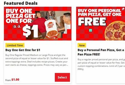 Pizza Hut: BOGO free Personal Pizza or BOGO $1 medium or large YMMV