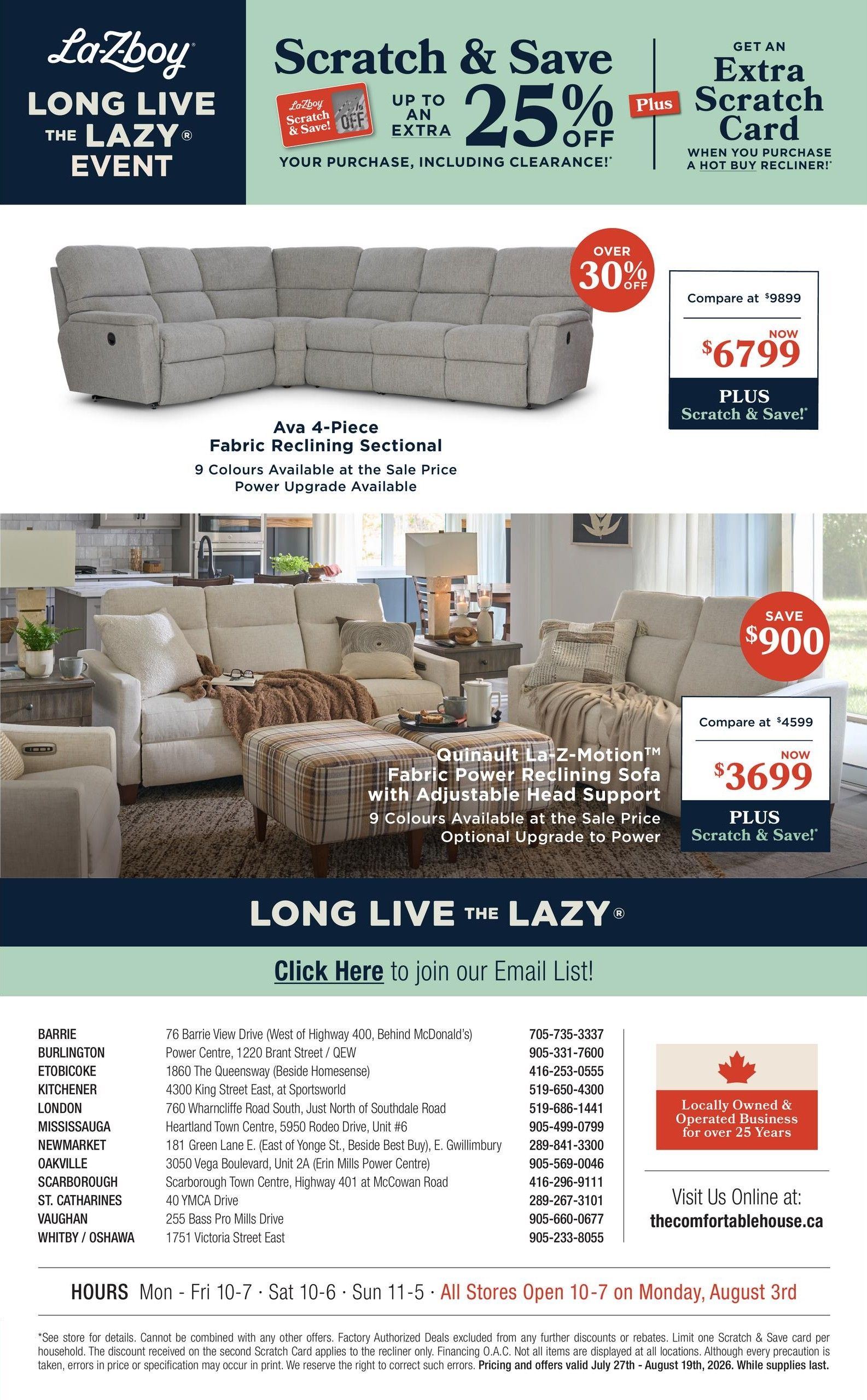 La-Z-Boy Flyer July 27 to August 19