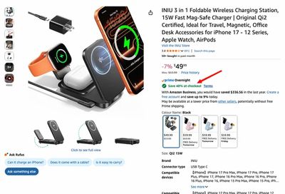 Amazon.ca: INIU 3-in-1 Foldable Qi2 MagSafe Wireless Charging Station - $49.99 + Save 48% at checkout