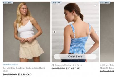 American Eagle & Aerie Canada: 40% off Jeans + Clearance up to 60% off