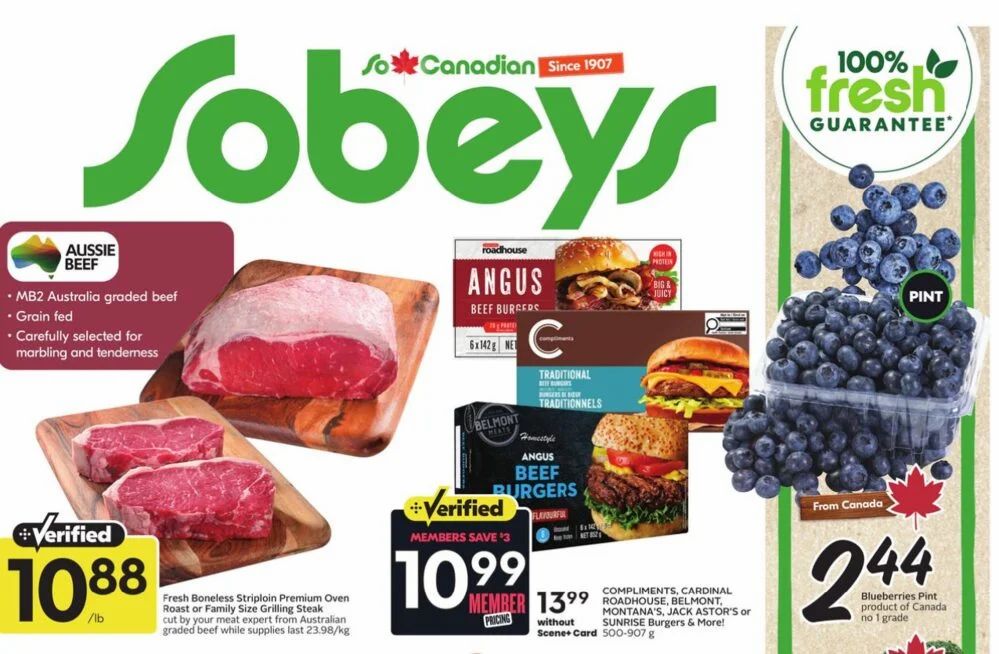 Sobeys: Frozen Burgers (Complliments, Cardinal Roadhouse, Belmont, Jack Astors, Montanas) - $10.99 for Scene Members Sobeys: Frozen Burgers (Complliments, Cardinal Roadhouse, Belmont, Jack Astors, Montanas) - $10.99 for Scene Members