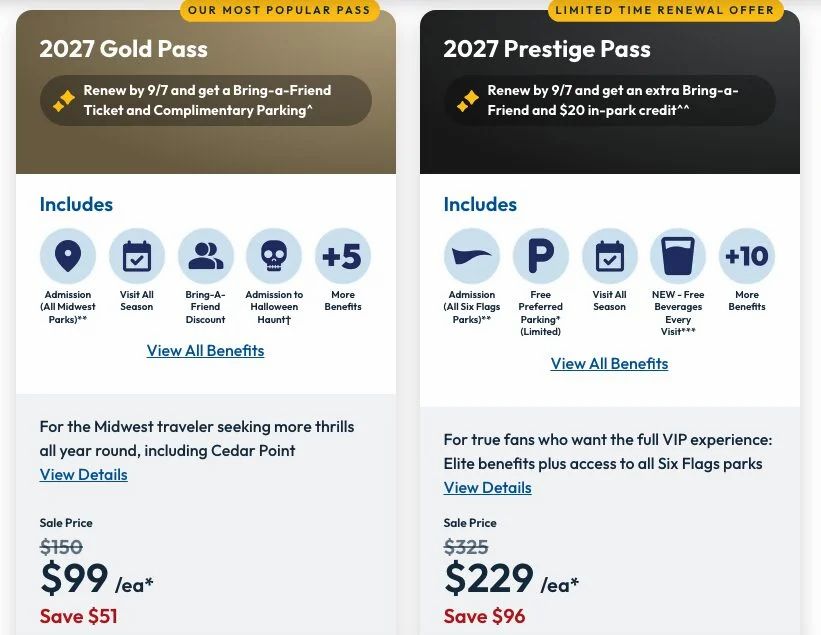 Canada's Wonderland 2027 Season Passes on Sale Now ($99 Gold/ $229 Prestige)