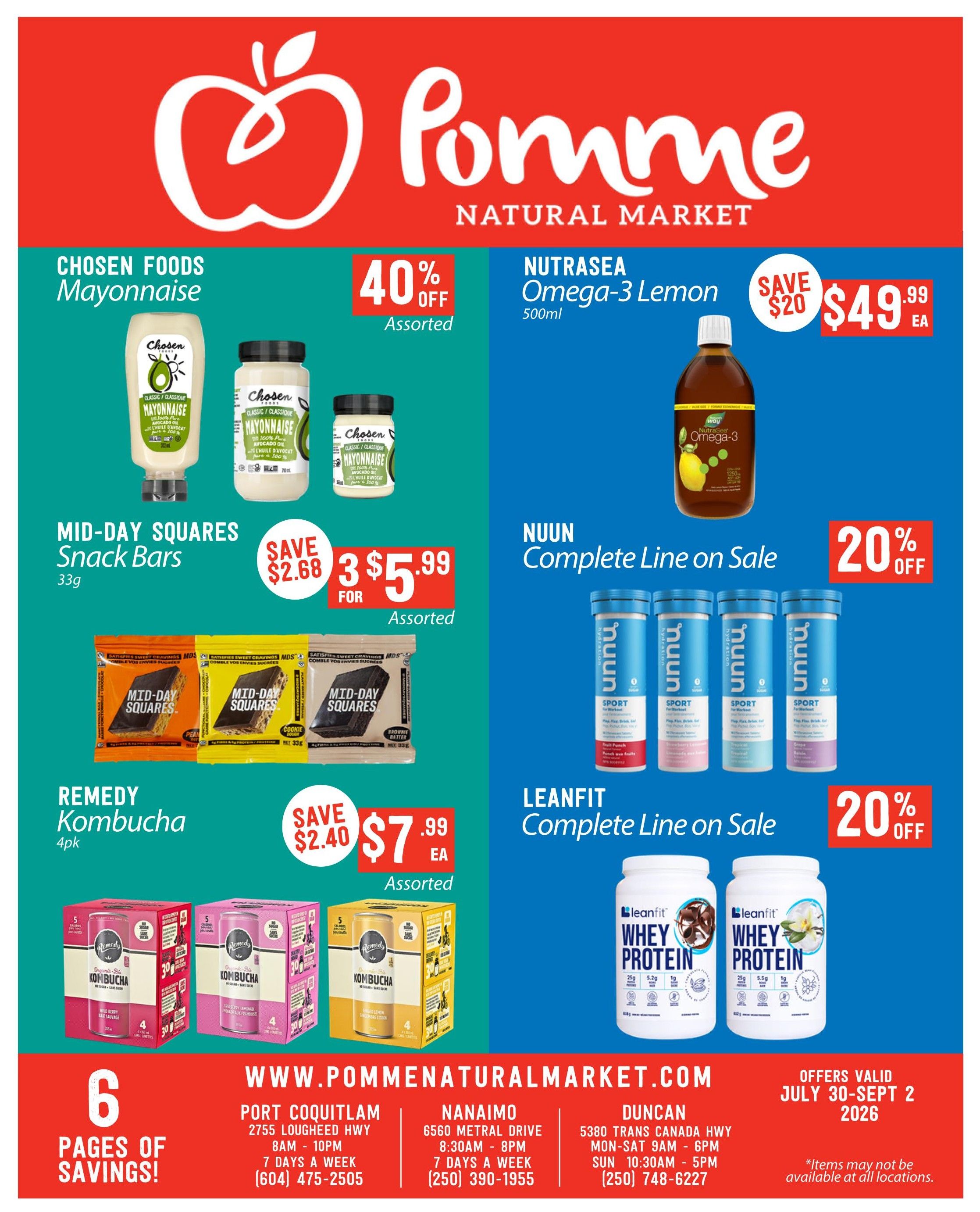 Pomme Natural Market Monthly Specials Flyer July 30 to September 2