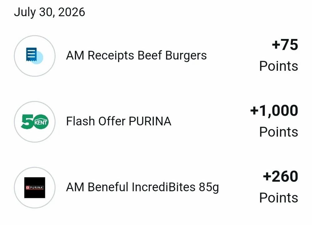 Blue Rewards: 1000 Bonus Points for scanning an eligible receipt with a qualifying PURINA product (Jul 30 - Aug 2)