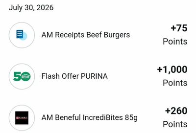 Blue Rewards: 1000 Bonus Points for scanning an eligible receipt with a qualifying PURINA product (Jul 30 - Aug 2)