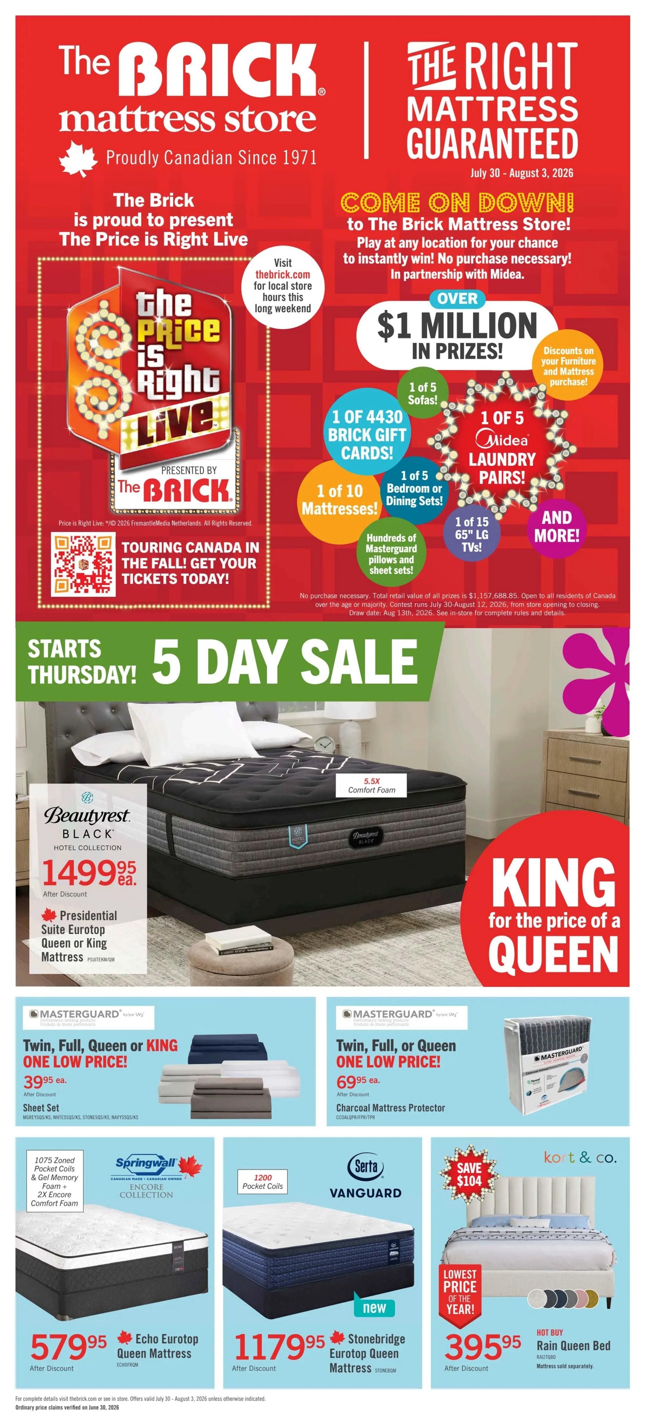 The Brick Mattress Store Flyer July 30 to August 12