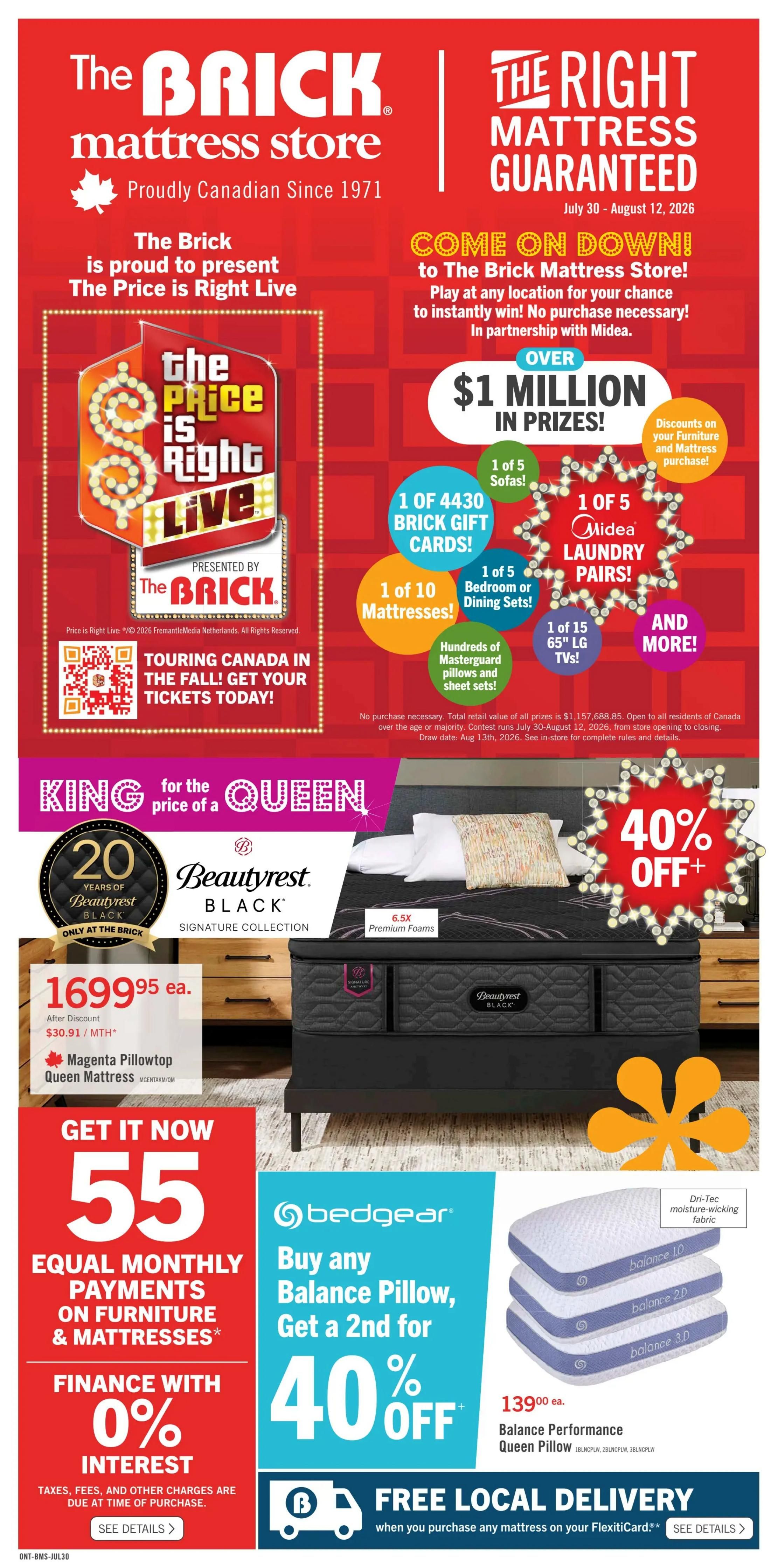 The Brick Mattress Store Flyer July 30 to August 12
