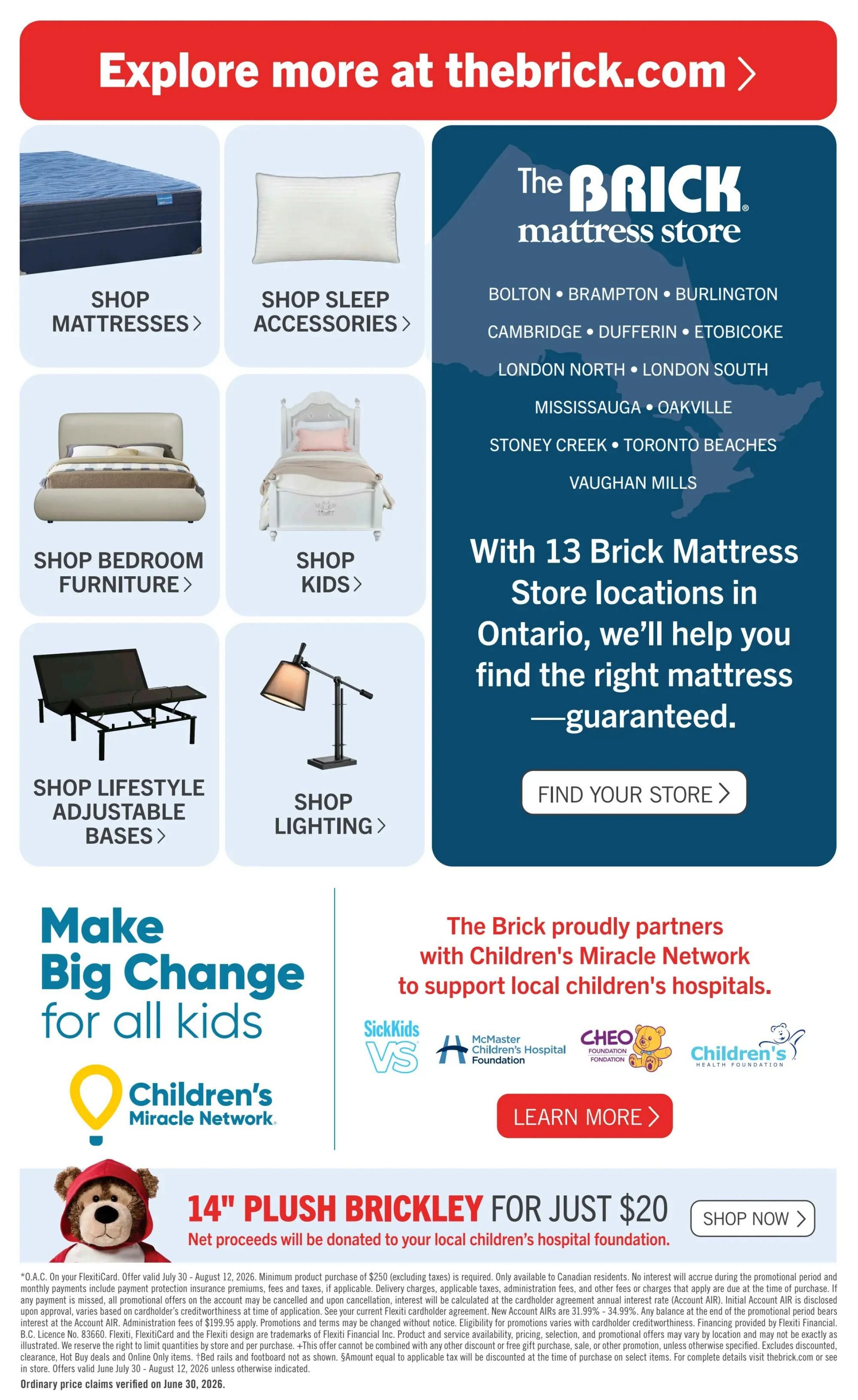The Brick Mattress Store Flyer July 30 to August 12
