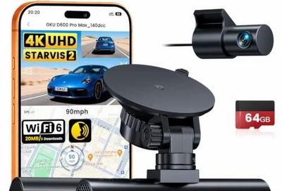 Amazon.ca: GKU D600 PRO MAX 4K Dual Dash Cam (With 64GB Card) -$119.99