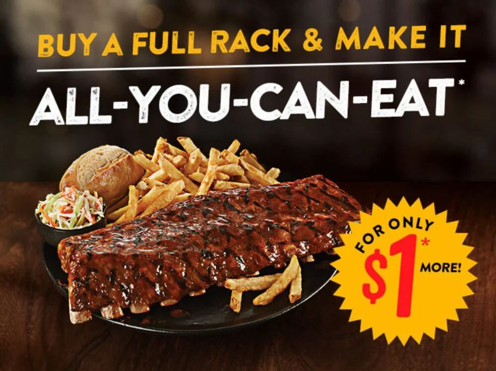 Swiss Chalet AYCE Ribs (buy a full rack +$1)