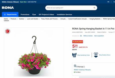 Rona+ Hanging Flower Baskets $5.25 (Reg. 20.99) YMMV Check availability