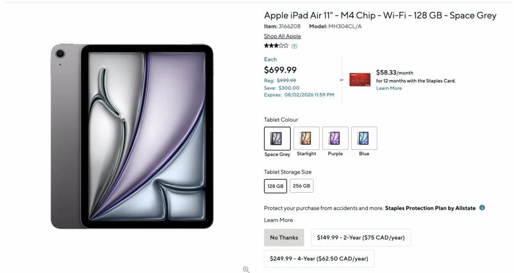 Staples: iPad Air M4 $699 (30% off) Staples: iPad Air M4 $699 (30% off)