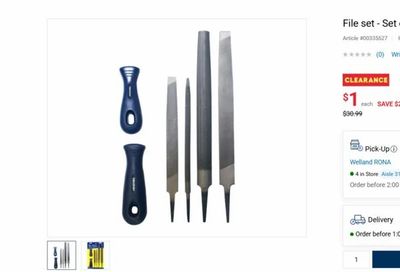 Rona: ToolTech File set - Set of 6 $1.00 (reg. $30.99) Only in Welland, ON