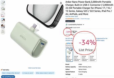 Anker Nano 5,000mAh USB-C power bank down to C$34.99 on Amazon Canada — 30% off
