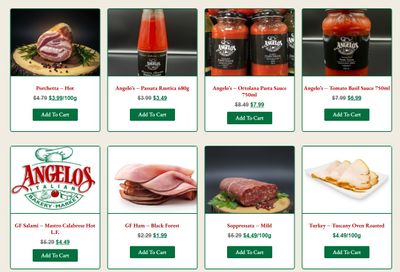 Angelo's Italian Bakery Monthly Specials August 1 to 31