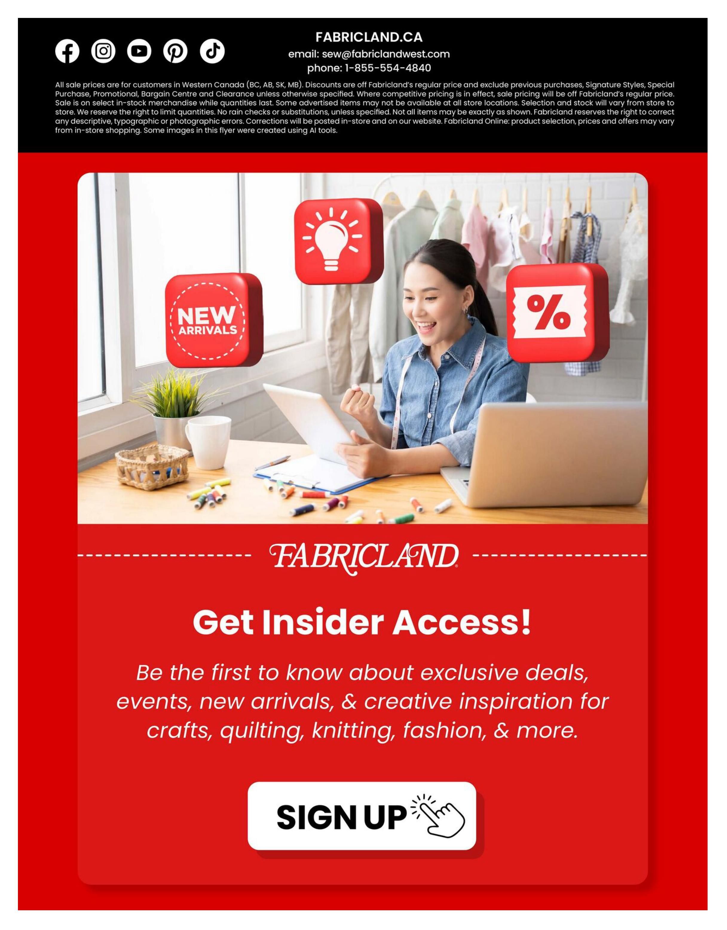Fabricland (West) Flyer August 1 to 31