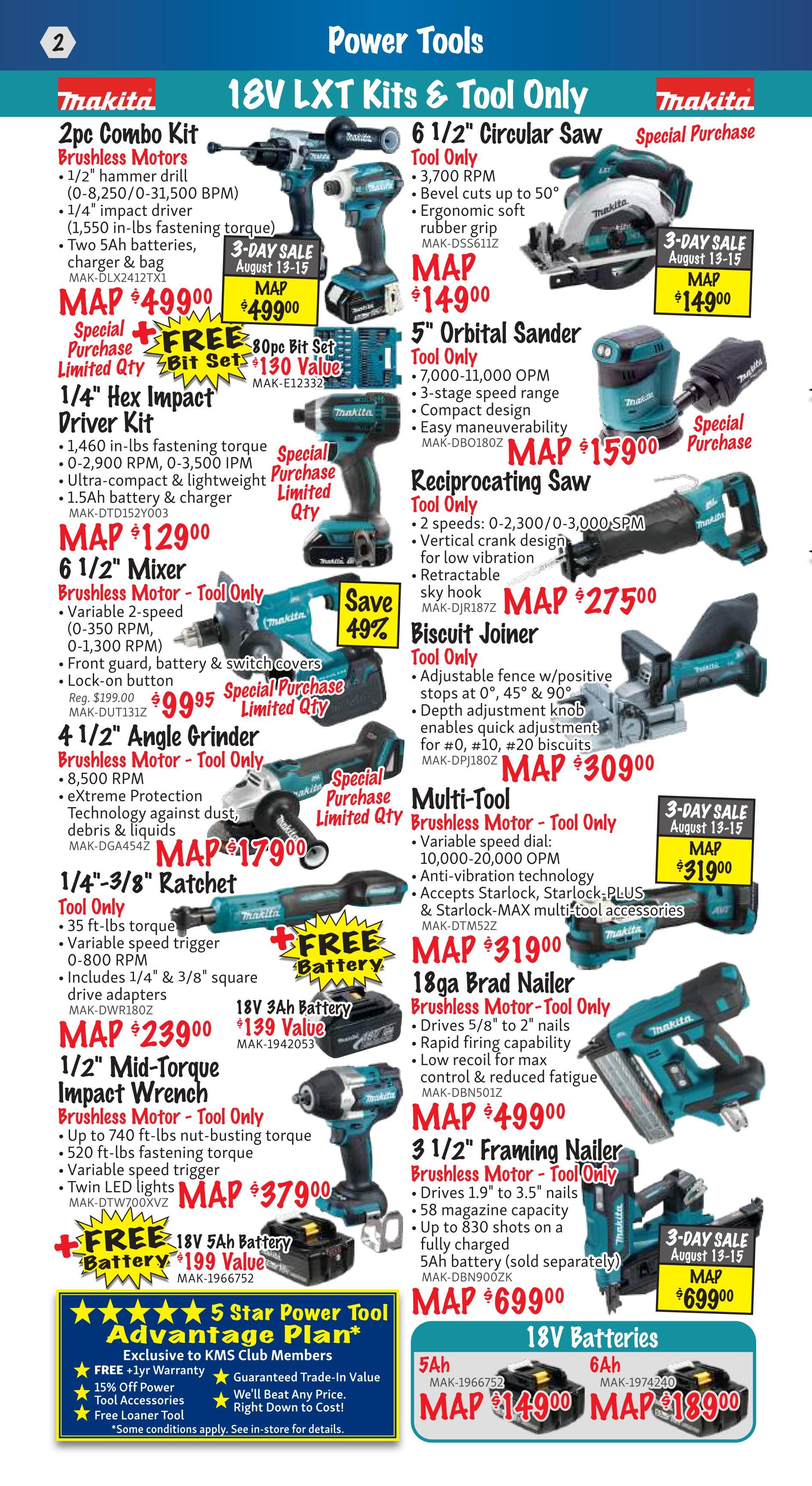 KMS Tools and Equipment Flyer August 1 to 31