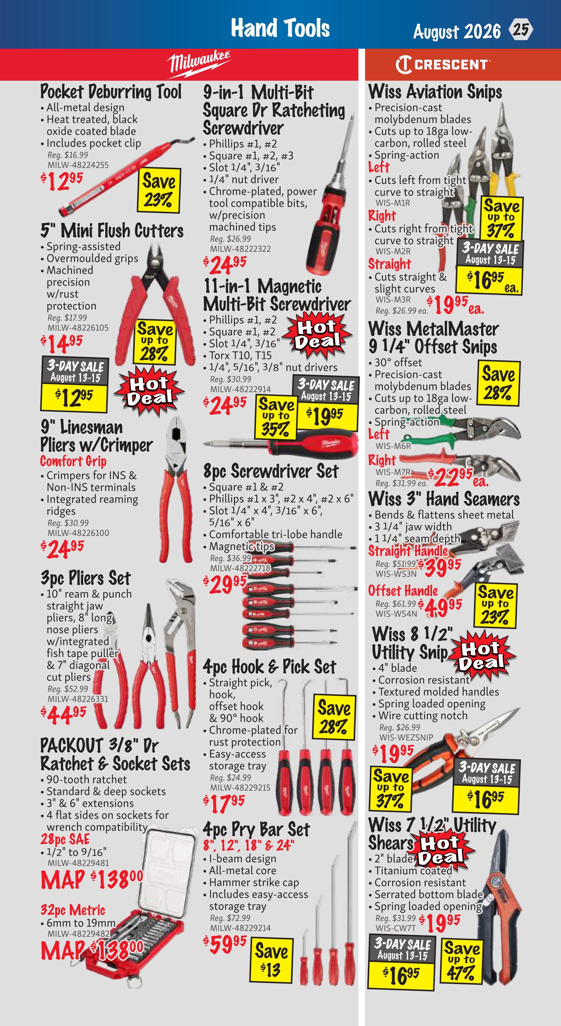 KMS Tools and Equipment Flyer August 1 to 31