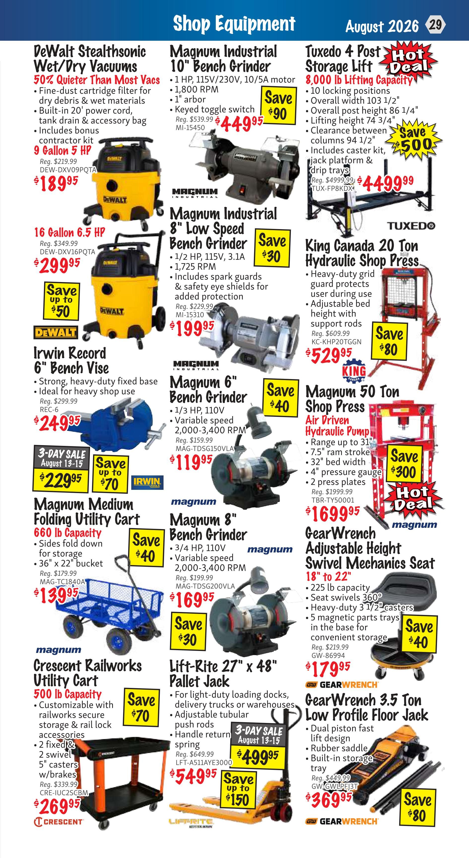 KMS Tools and Equipment Flyer August 1 to 31