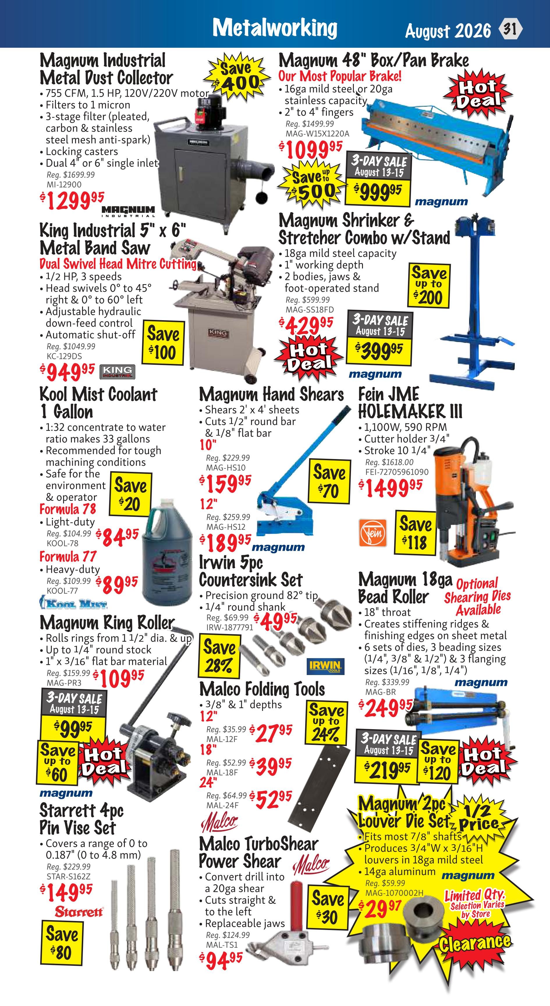 KMS Tools and Equipment Flyer August 1 to 31