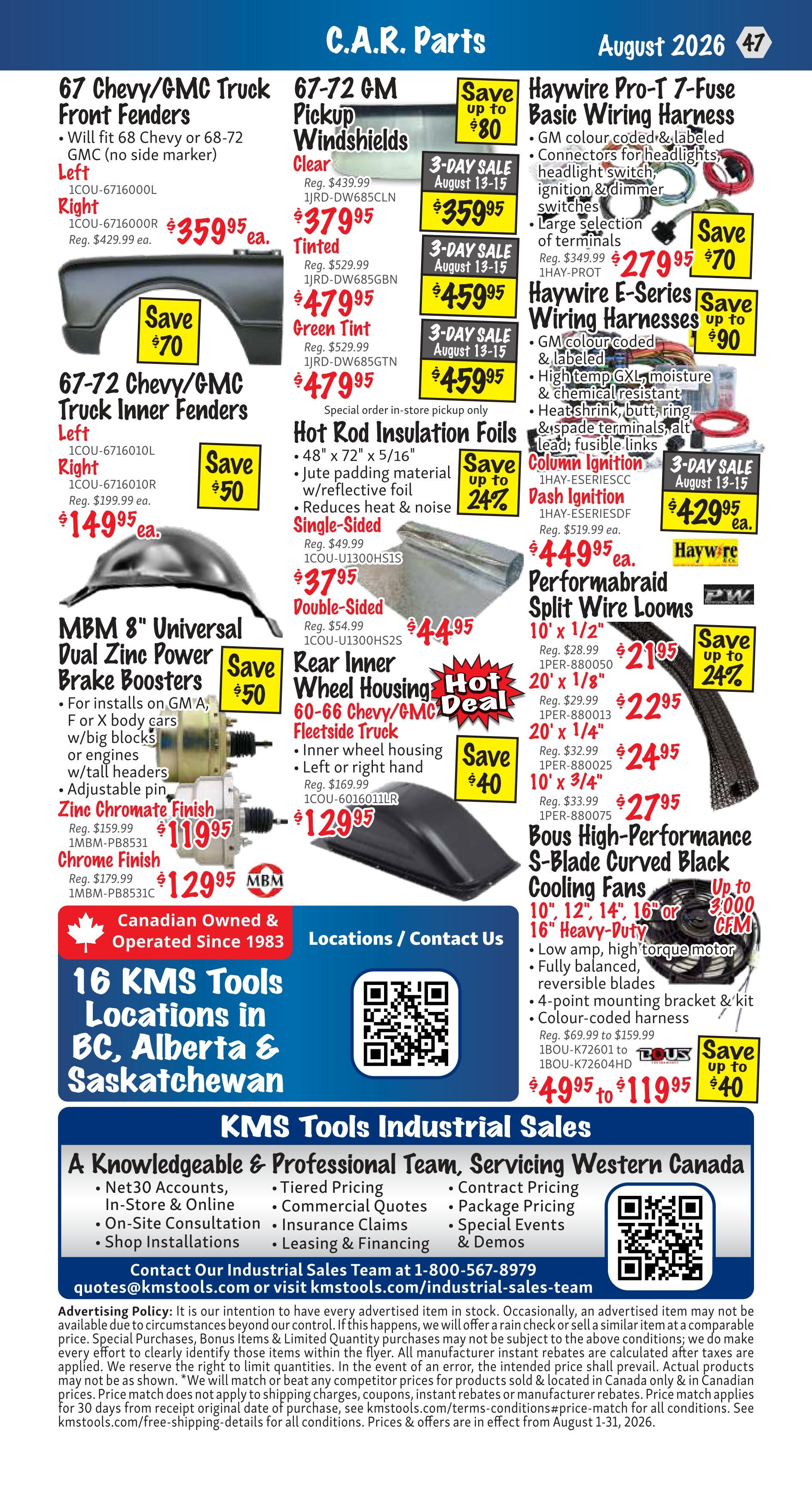 KMS Tools and Equipment Flyer August 1 to 31
